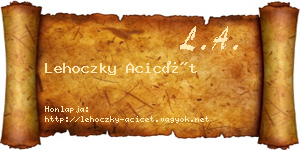 Lehoczky Acicét névjegykártya